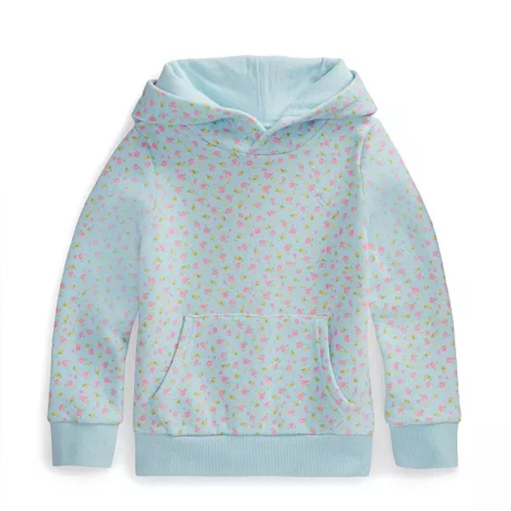 NWT Ralph Lauren Kids' Pastel Blue Floral Fleece Hoodie